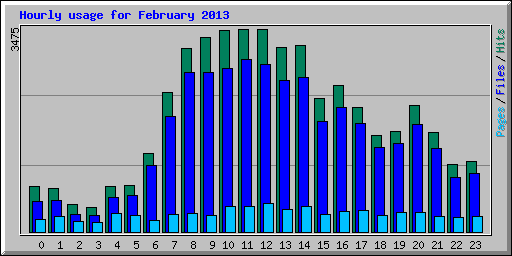 Hourly usage for February 2013